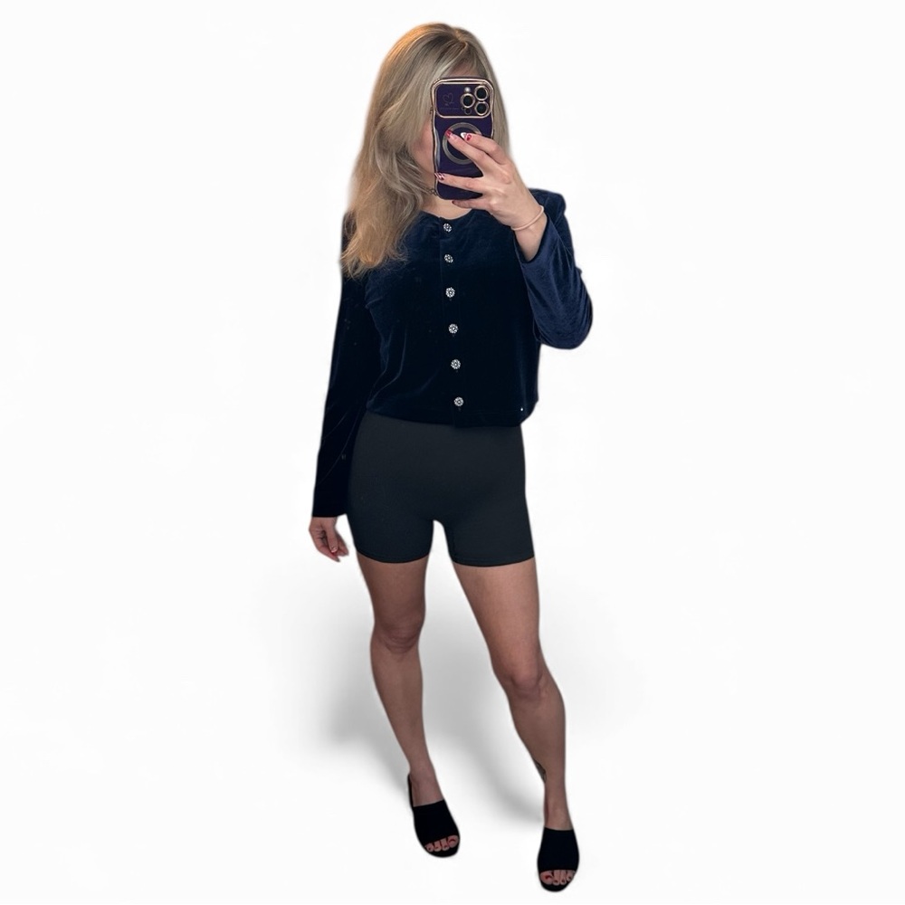Vintage Y2K Era Jessica Howard Navy Velvet Button-Down Formal Cardigan Sz 12